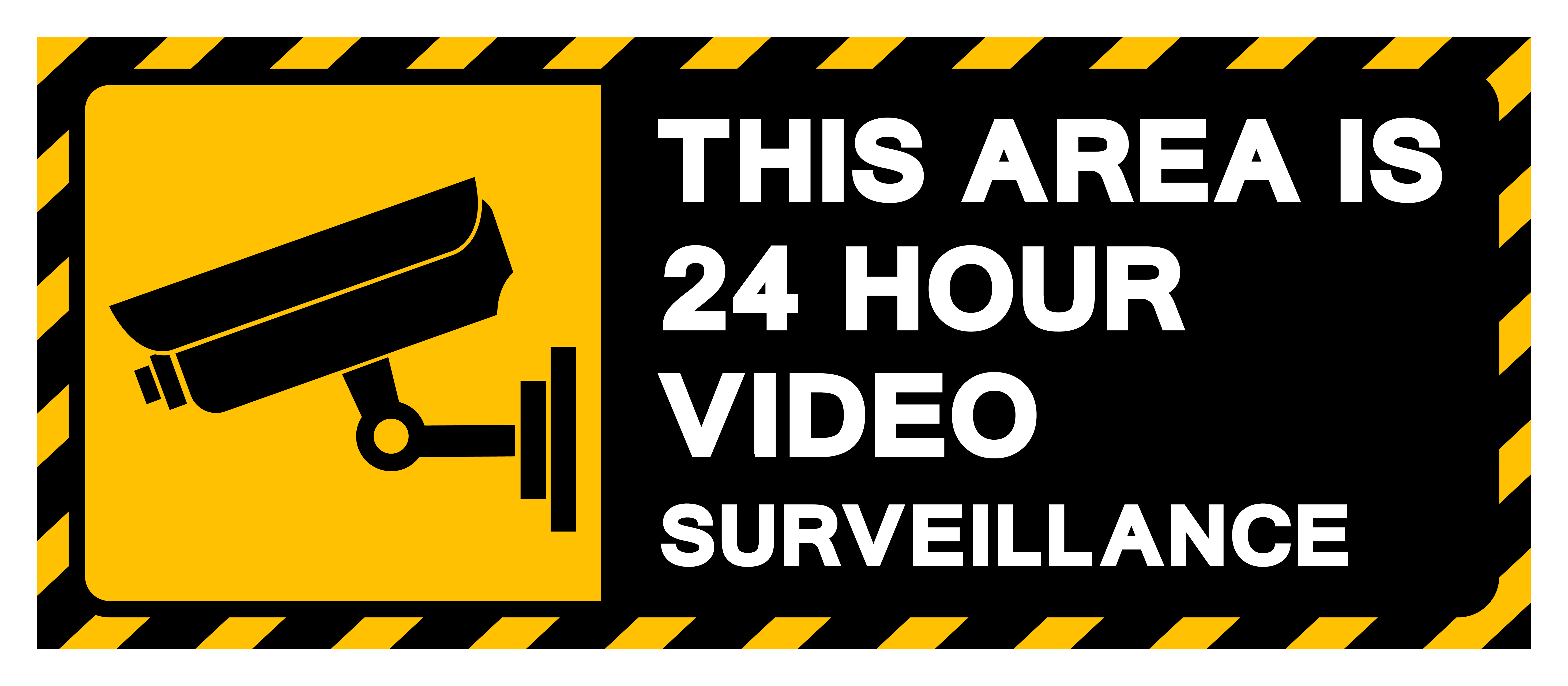 Yellow and black warning sign indicating 24-hour video surveillance