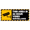 Yellow and black warning sign indicating 24-hour video surveillance