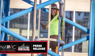 NAWIC press release graphic featuring construction worker in safety gear
