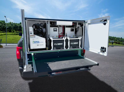 Mobile power system with technical equipment installed in vehicle cargo compartment