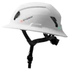White Studson industrial safety helmet with black adjustable chin strap