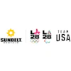 Sunbelt Rentals, LA28 Olympics, and Team USA logos side by side