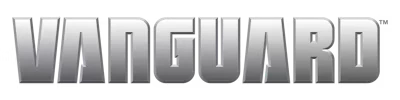 Vanguard logo in metallic silver gradient typography