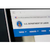 U.S. Department of Labor official website homepage with agency logo and navigation menu