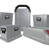Multiple gray Vanguard industrial battery and power storage units