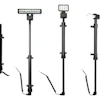 Four adjustable black LED light stands with mounting brackets and flexible cables