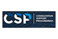 CSP corporate logo with blue and white geometric design