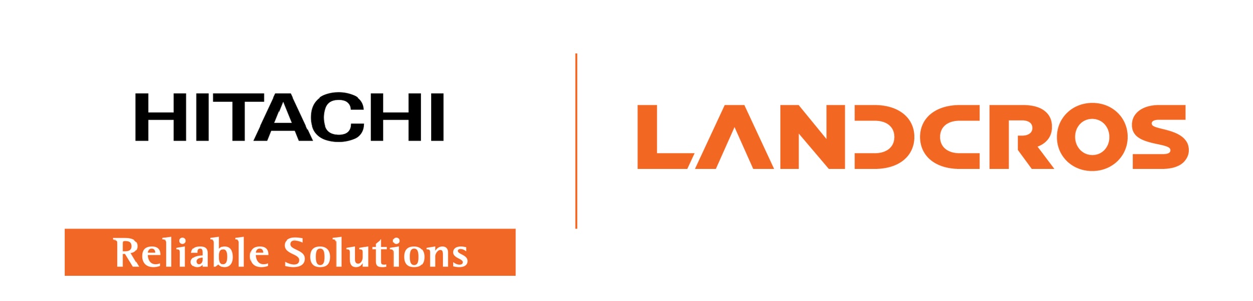 Hitachi Landcros logo with 'Reliable Solutions' tagline in black and orange