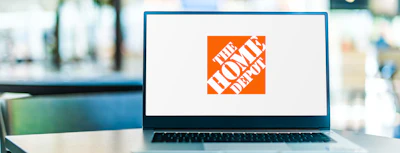The Home Depot logo displayed on laptop screen