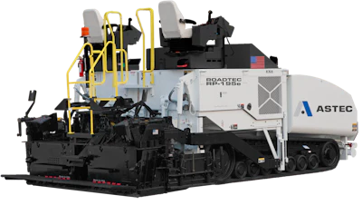 Roadtec asphalt paver machine in white and gray with Astec branding