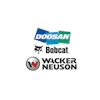 Logos of Doosan, Bobcat, and Wacker Neuson industrial machinery brands