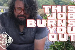 Bearded man with glasses in gray shirt, 'This Job Burns You Out' text overlay