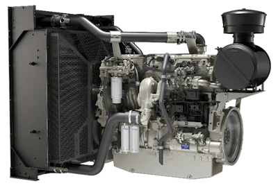Industrial diesel engine with complex mechanical components and cooling system