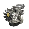 Industrial diesel engine with cooling fan and metallic components