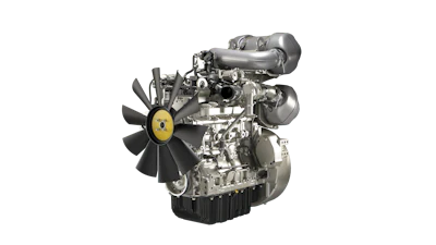 Industrial diesel engine with cooling fan and metallic components