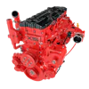 Bright red Cummins X15 diesel engine with black valve cover