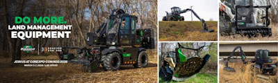 Heavy forestry mulching equipment in woodland and field settings