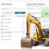 Construction management software interface with mechanic list and yellow excavator