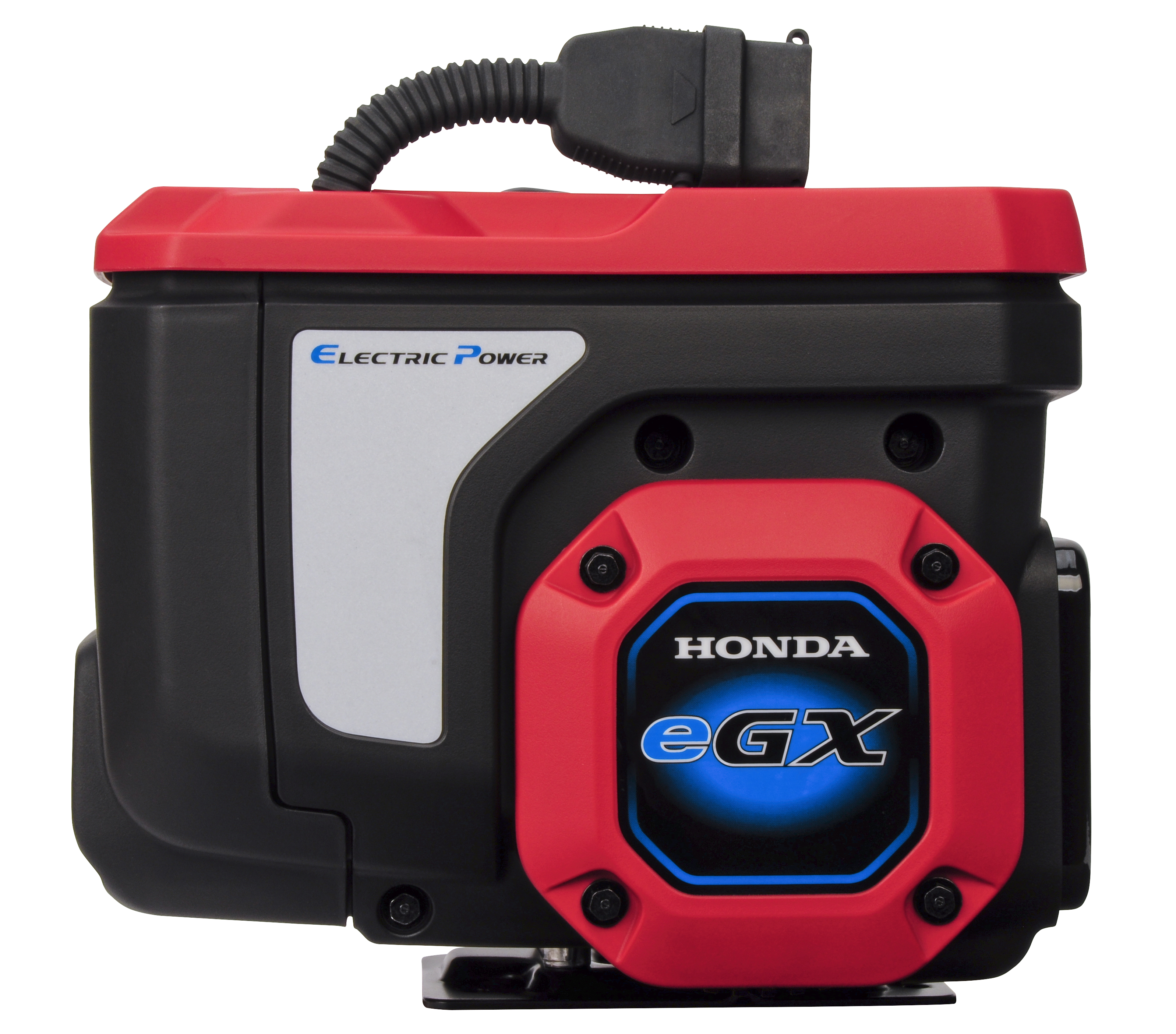 Honda eGX portable electric power generator with red casing and black housing