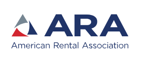 American Rental Association logo with geometric symbol and navy blue text