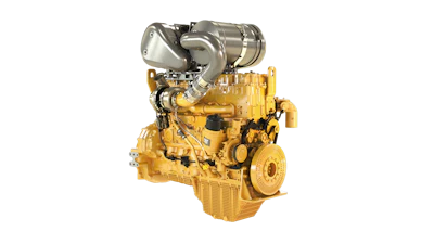 Caterpillar diesel engine with turbocharger and yellow block assembly