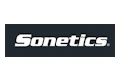 Sonetics logo in white italic text with registered trademark symbol on dark background