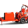 Chaco red industrial wood chipping machine with dual axles and hydraulic crane system