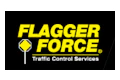 Flagger Force Traffic Control Services logo with yellow diamond warning symbol and bold text