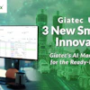 Giatec SmartMix promotional banner featuring AI innovations for ready-mix concrete industry with person monitoring dashboard