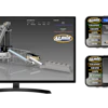 ALMix industrial equipment 3D modeling software interface with data visualization dashboards displayed on monitor and mobile screens