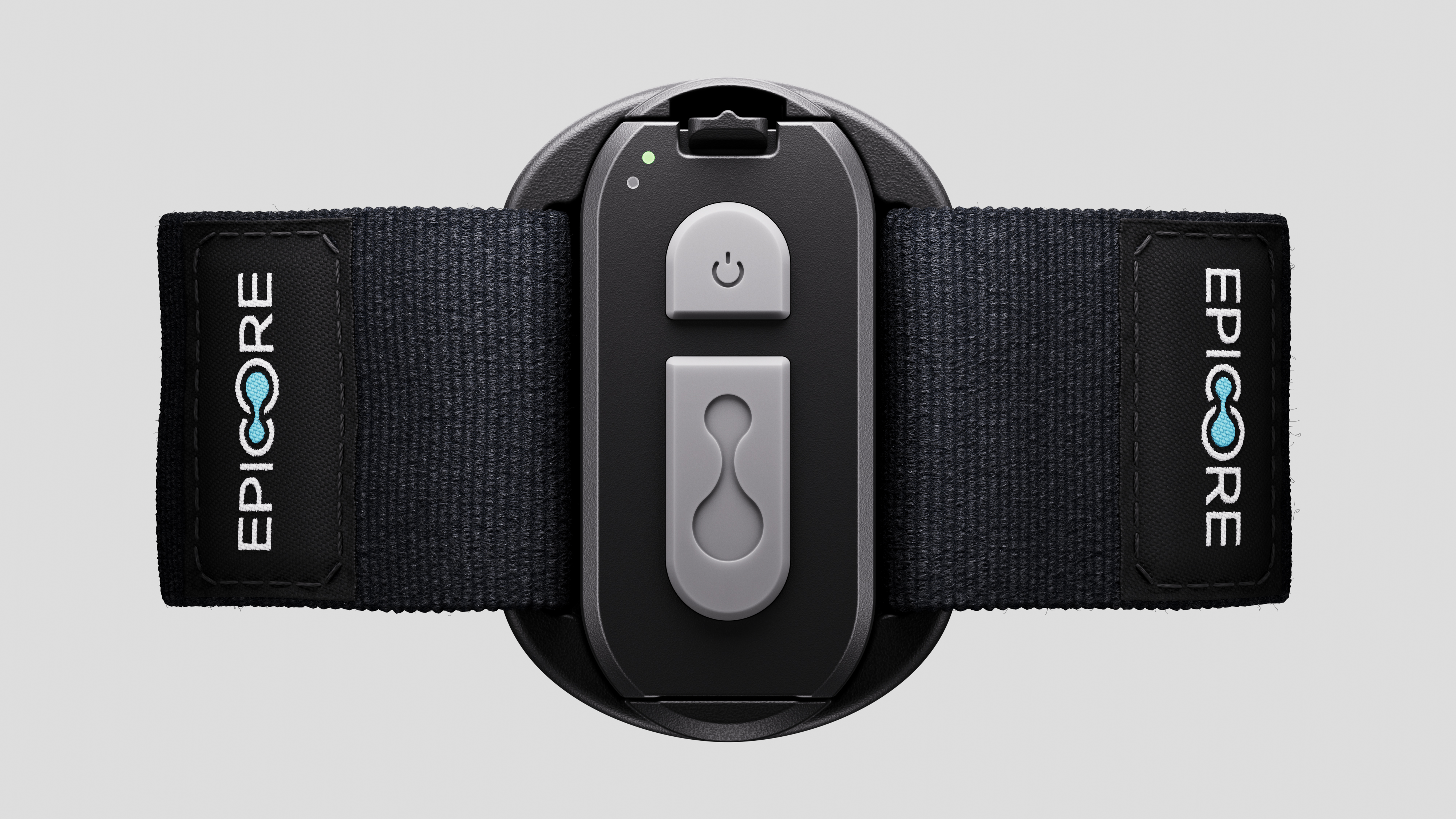 EPICORE abdominal EMS muscle stimulation belt with black fabric straps and central control unit