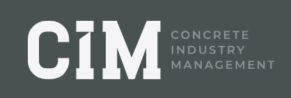 CIM Concrete Industry Management logo with white text on dark gray background