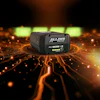 Allstar battery pack with LED indicators displayed on digital circuit board background with orange lighting effects