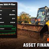 John Deere 333 P-Tier compact track loader with financial performance metrics showing 45% utilization, $28.08/hr daily rate, and $456 monthly equipment profit by TENNA.