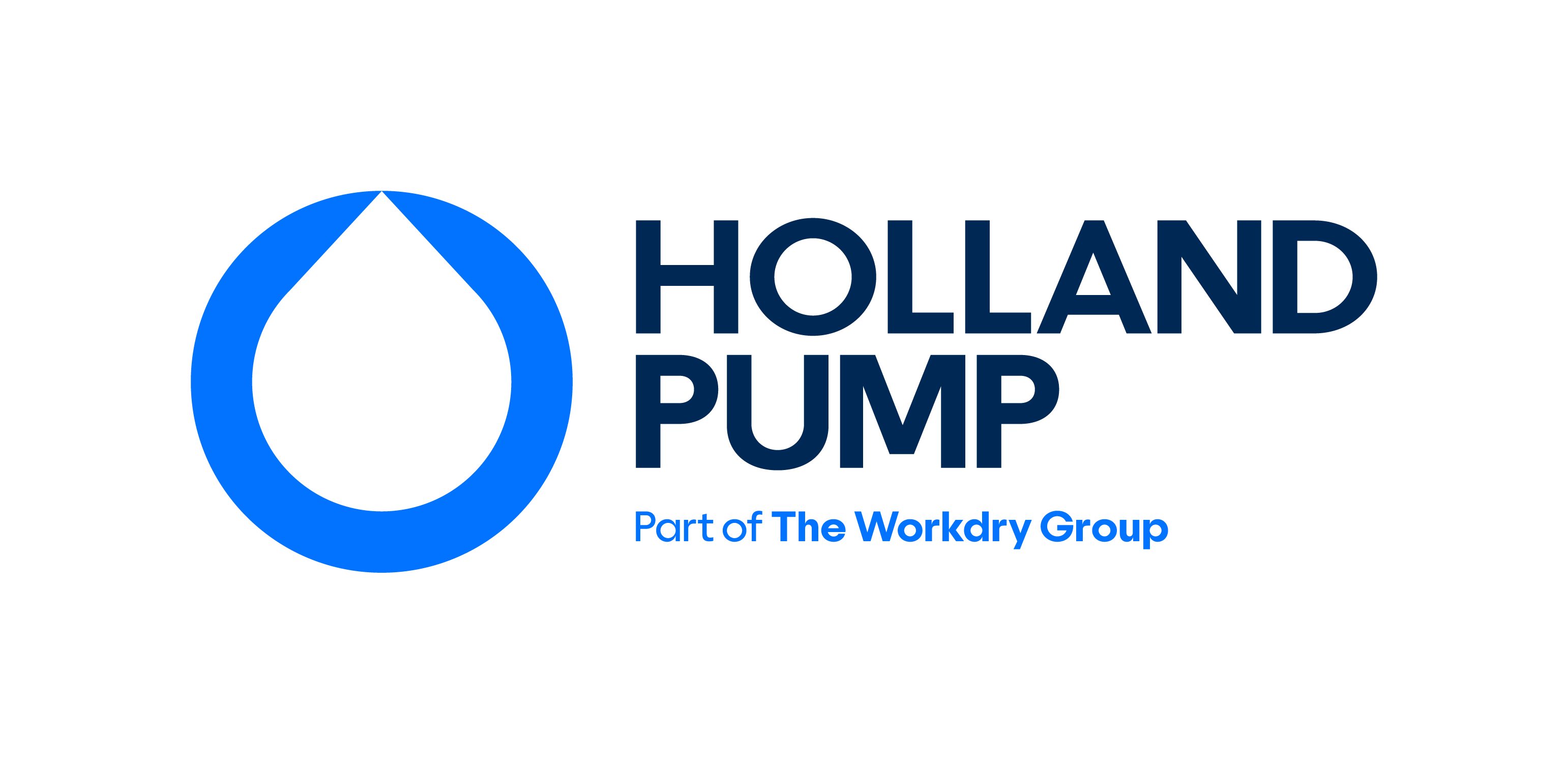 Holland Pump logo featuring blue water droplet symbol with company name and Workdry Group affiliation