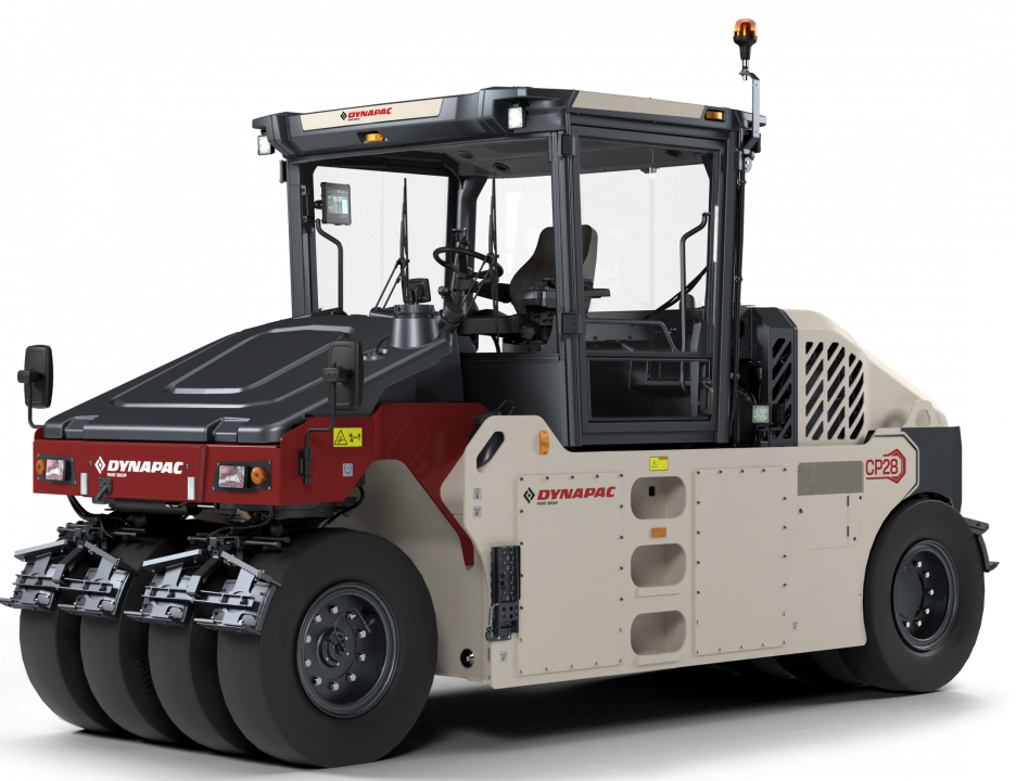Dynapac CC23 tandem asphalt roller compactor with red drum and beige cabin