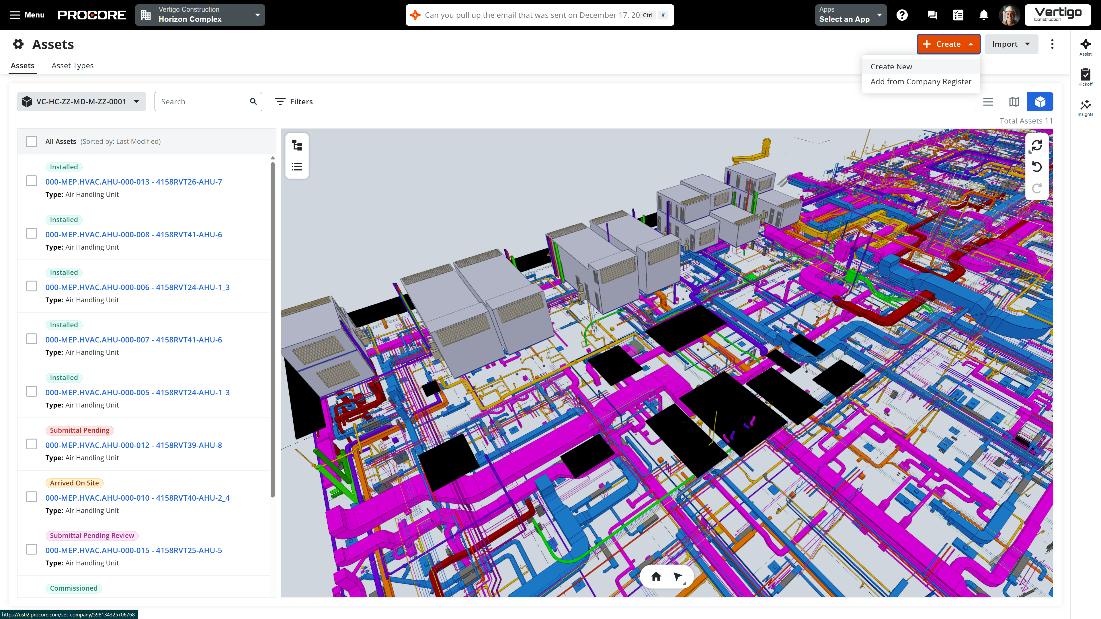 3D architectural floor plan visualization showing multi-level building layout with color-coded rooms and spaces