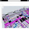 3D architectural floor plan visualization showing multi-level building layout with color-coded rooms and spaces