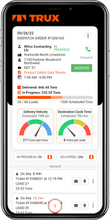 Altrux mobile app dashboard showing load scheduling metrics, task status, and performance charts on smartphone screen